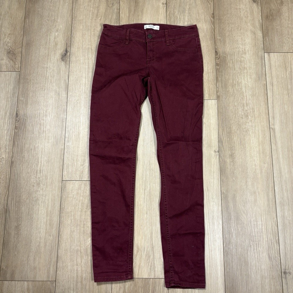 Abercrombie & Fitch Jeans Womens 2/26 Red Maroon Denim Skinny Stretch Casual